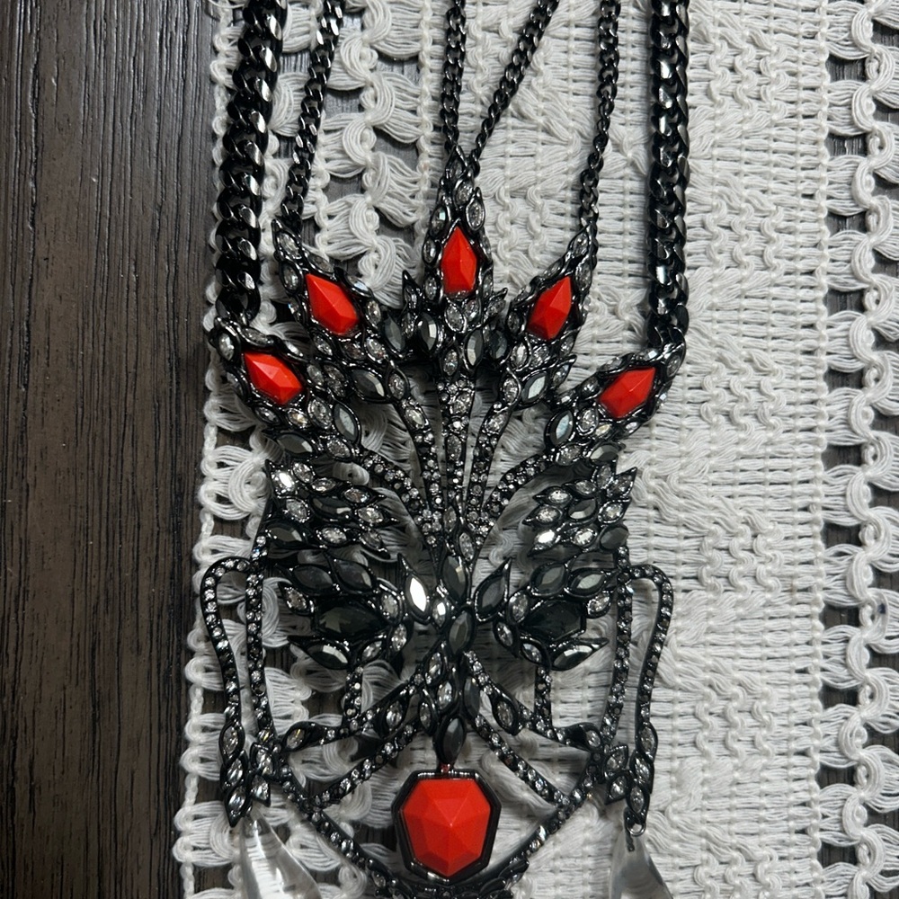 Alexis Bittar Statement Red black Crystal Pendant Necklace - Women Jewelry